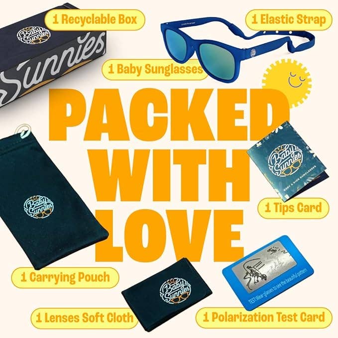 Baby Sunnies - Navy Blue Baby Polarized Sunglasses Strap UV Protection