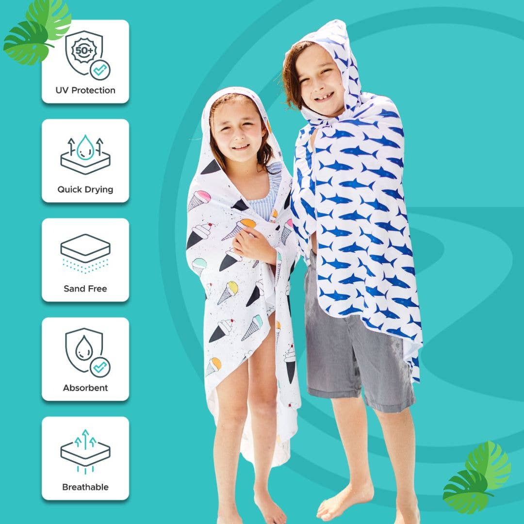 ROAM - Kids UPF 50+ Pool & Beach Towel with Hood (Rainbow Popsicle)
