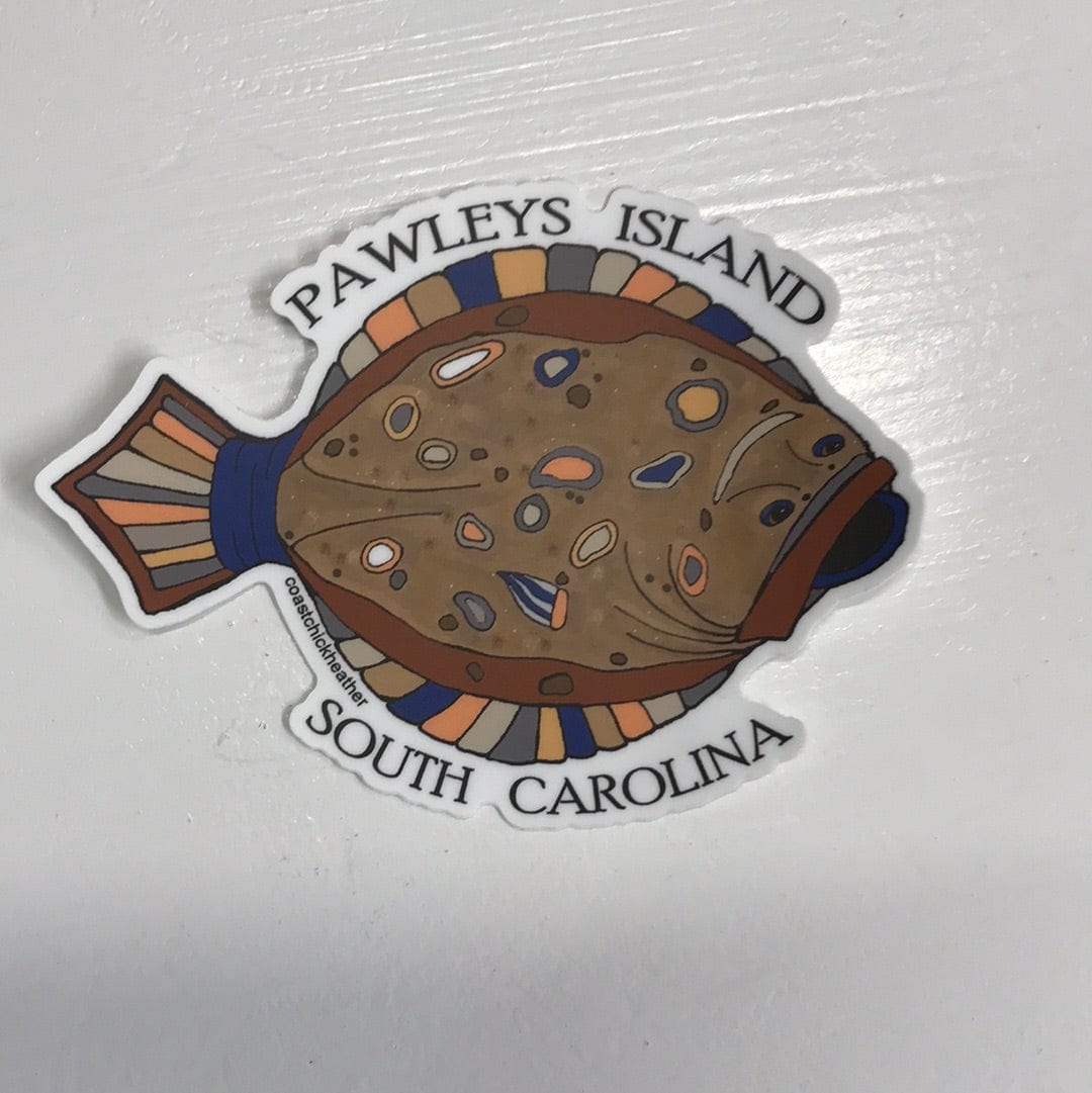 Coastal Chick Vinyl Stickers Flounder Stickers
