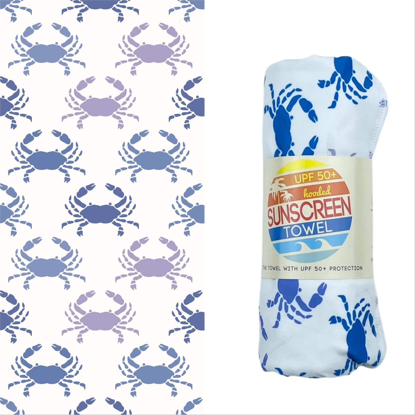 Luv Bug Co Beach Towels Hooded / Happy Crab UPF 50+ Sunscreen Hooded Towels