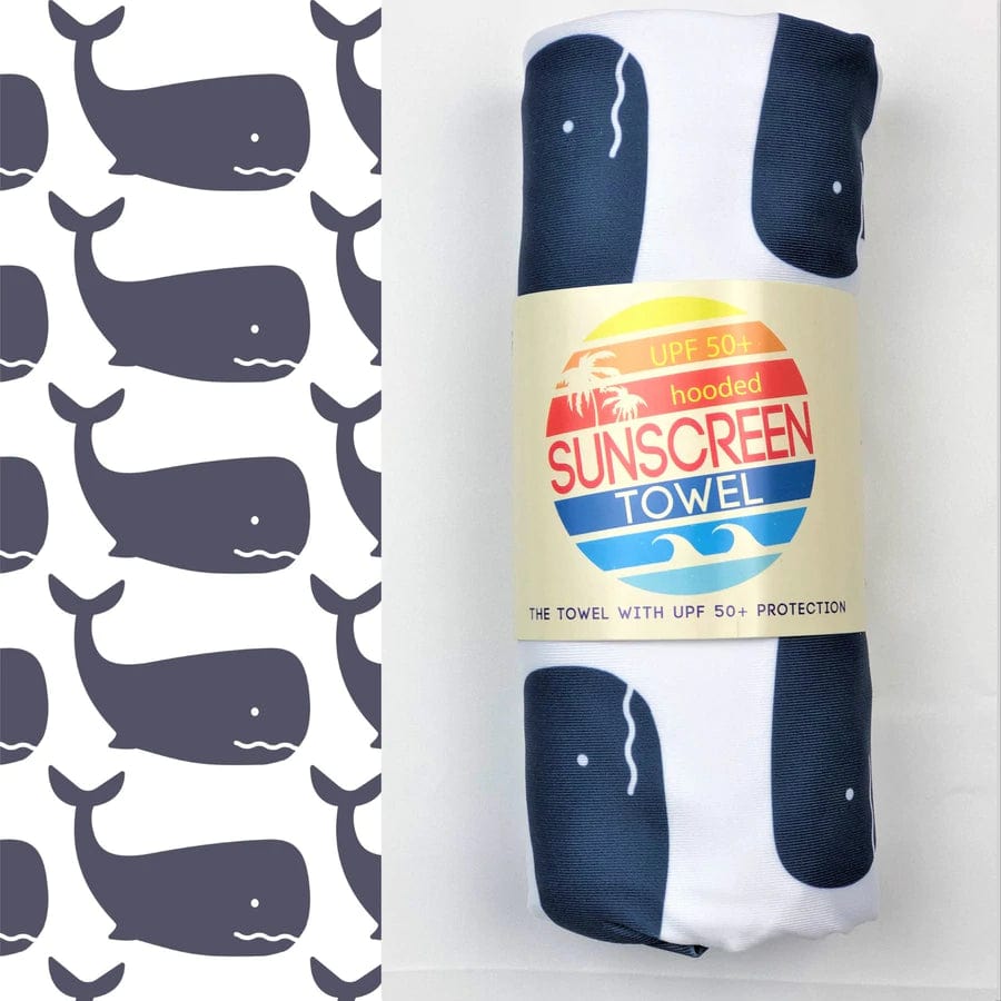 Luv Bug Co Beach Towels Hooded / Whales UPF 50+ Sunscreen Hooded Towels