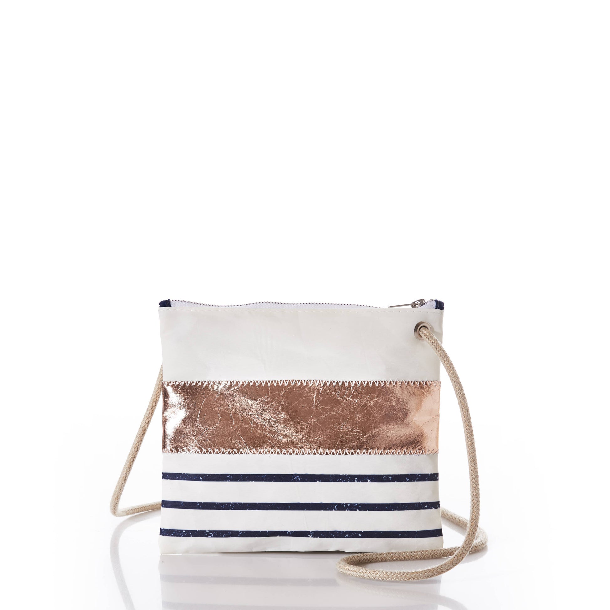Sea Bags Bags Slim Cross Body, Rose Gold on Navy