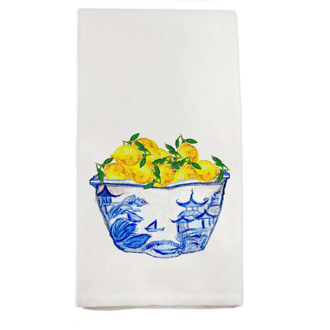 Blue Bowl with Lemons Dishtowel