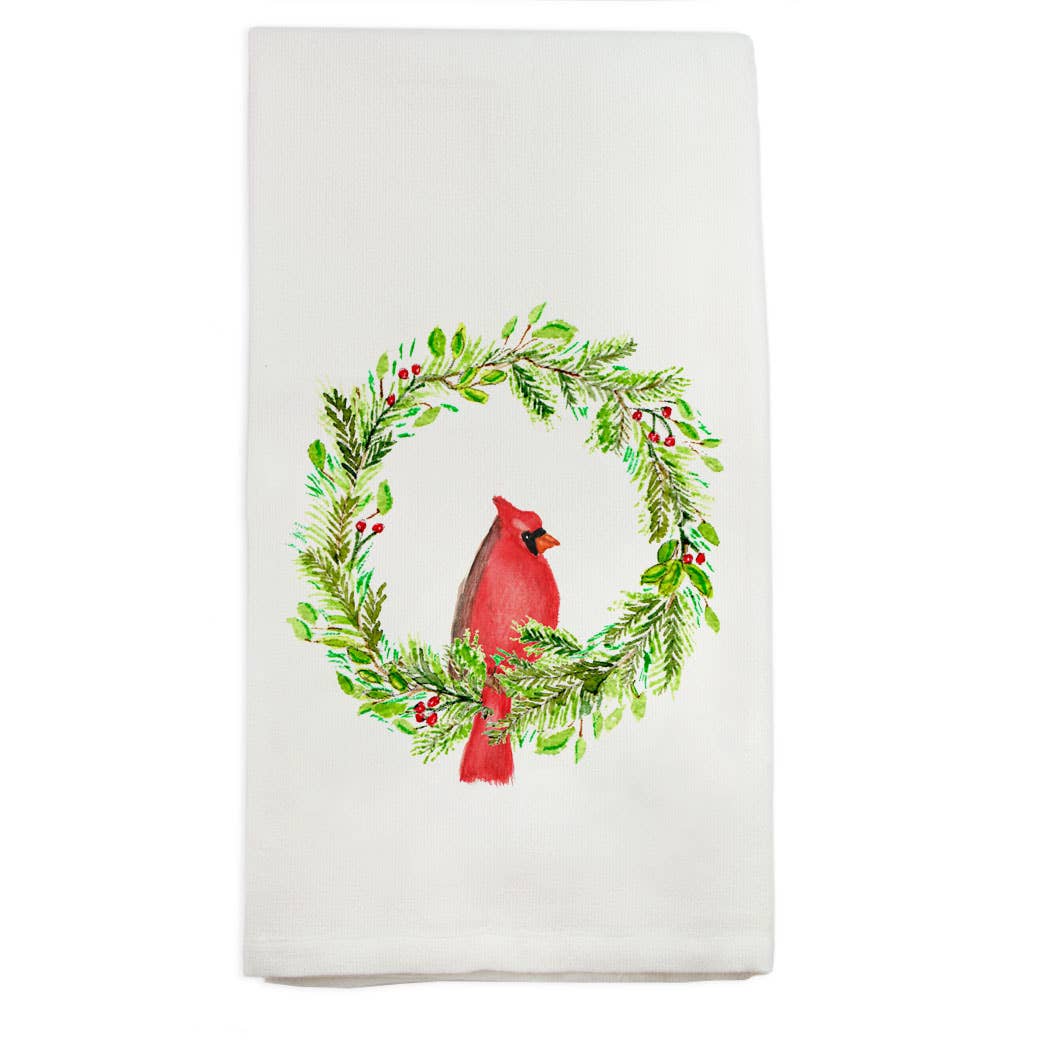 French Graffiti - Cardinal in Wreath Dish Towel