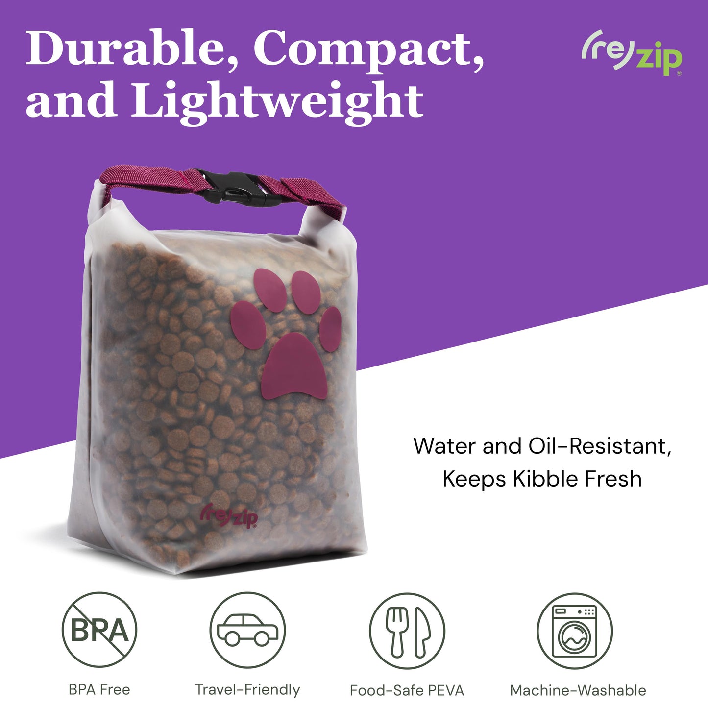 Rezip Co. - Reusable Roll Top Pet Food Storage Bag - Medium