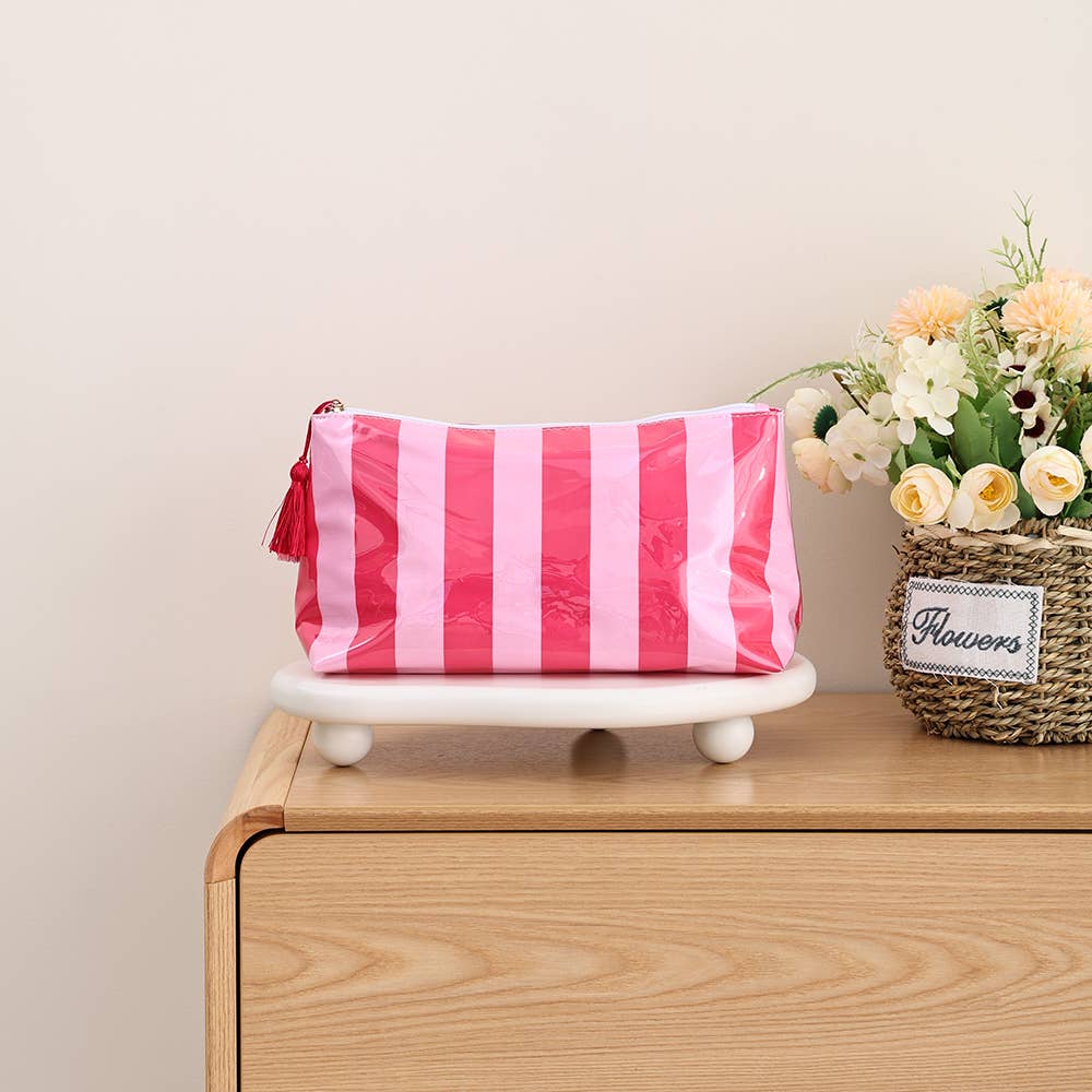 Southern My Sass - Waterproof Cosmetic Case PVC Make up Bag Fun Stripes