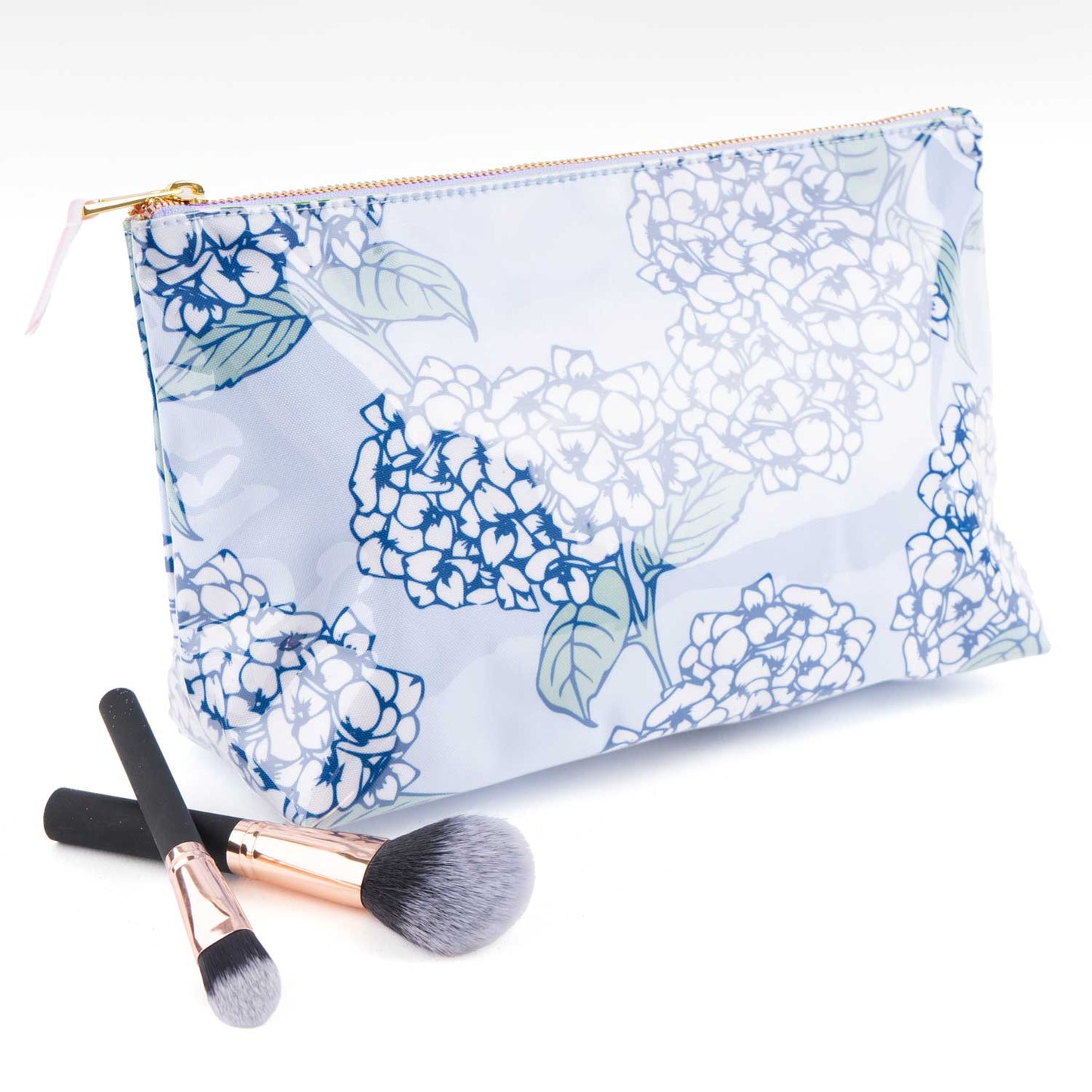 8 Oak Lane - Hydrangea Stem Clear Coated Travel Cosmetic Case