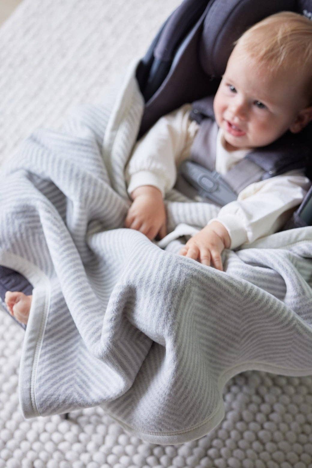 Chappy Wrap - Harborview Herringbone Light Grey Blanket