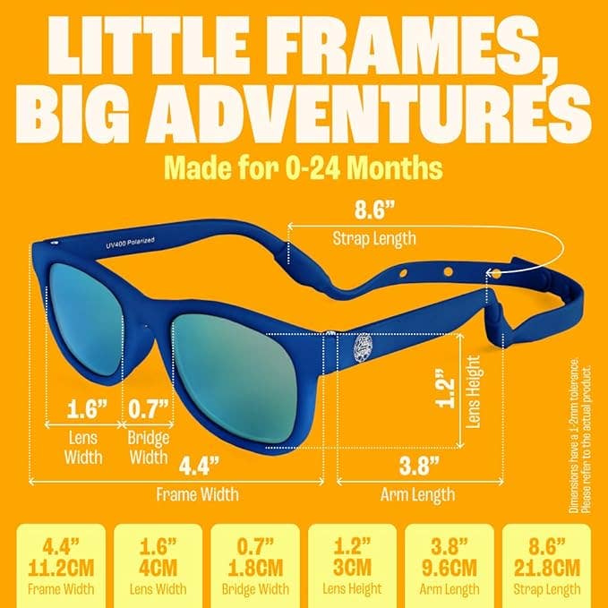 Baby Sunnies - Navy Blue Baby Polarized Sunglasses Strap UV Protection