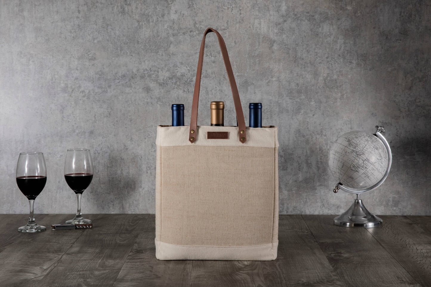 Picnic Time Family of Brands - Pinot Jute 3 Bottle Insulated Wine Bag