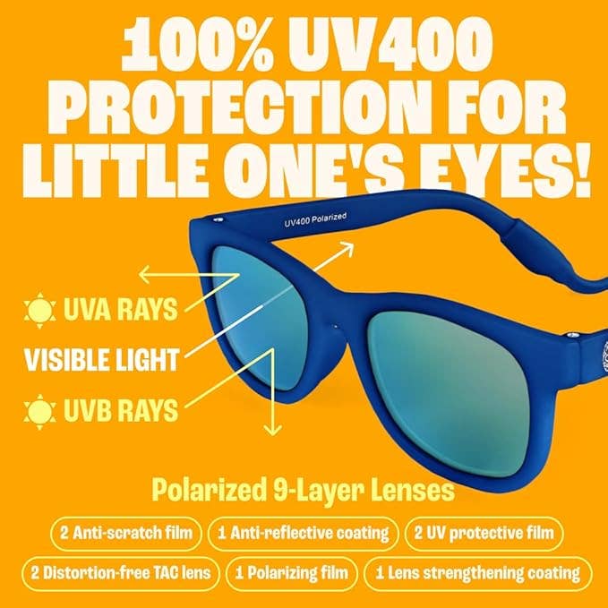 Baby Sunnies - Navy Blue Baby Polarized Sunglasses Strap UV Protection