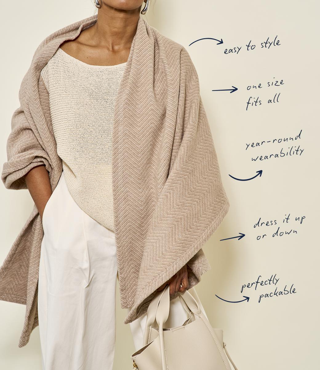 ChappyWrap - Bayside Herringbone Shawl - Wheat
