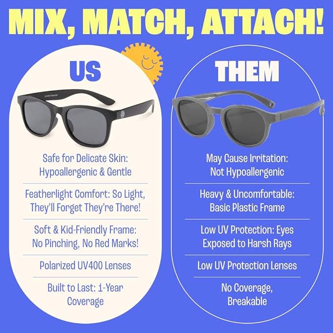 Baby Sunnies - Black Kids Polarized Sunglasses UV Protection 3-8 Years