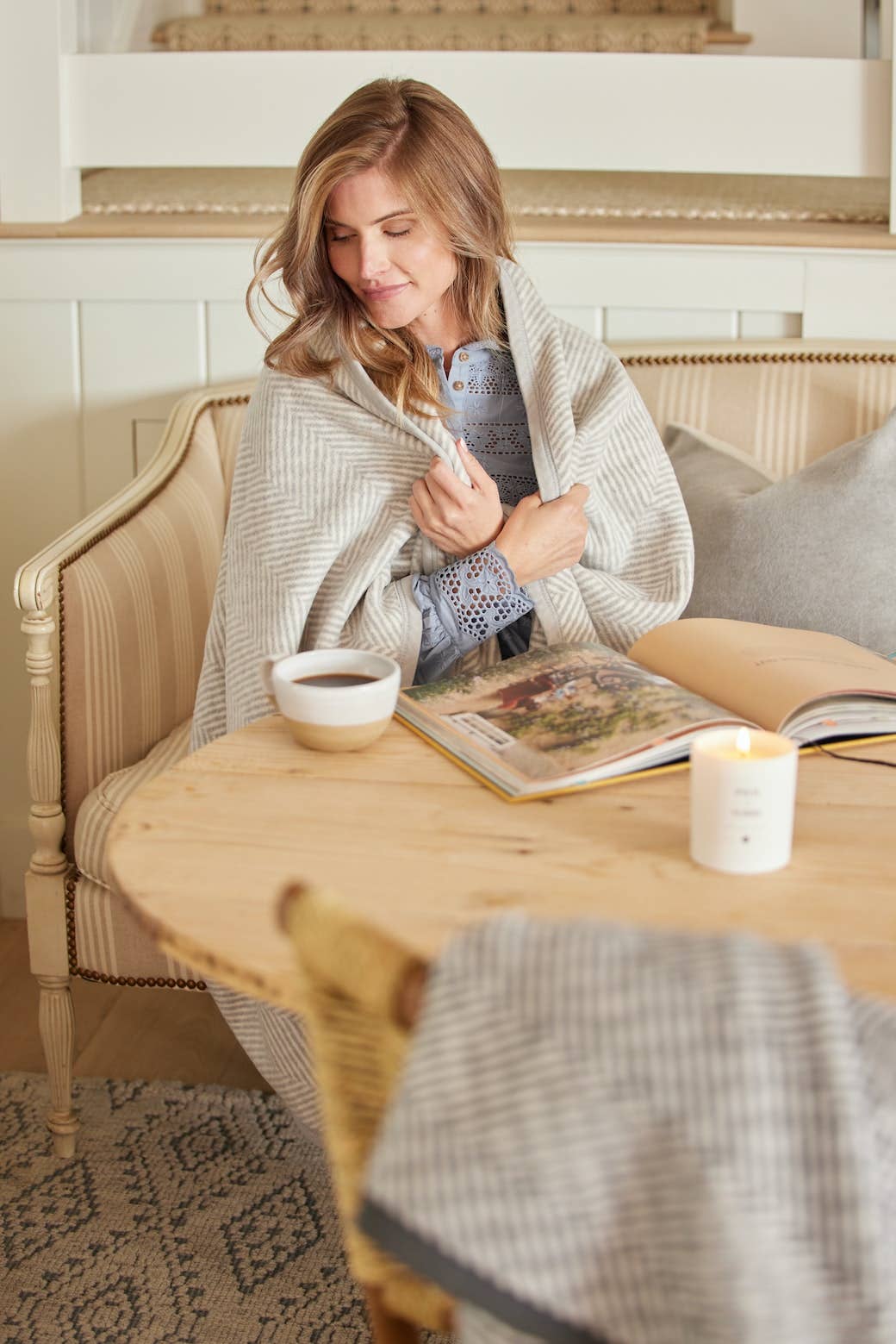 ChappyWrap - Harborview Herringbone Light Grey Blanket