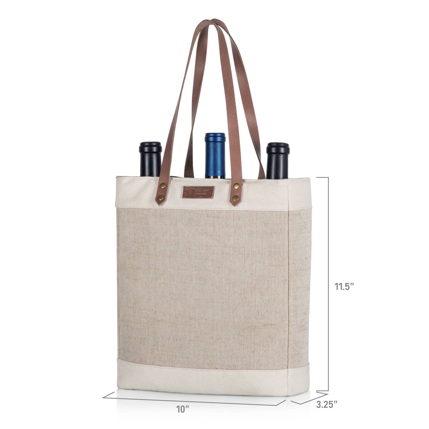 Picnic Time Family of Brands - Pinot Jute 3 Bottle Insulated Wine Bag