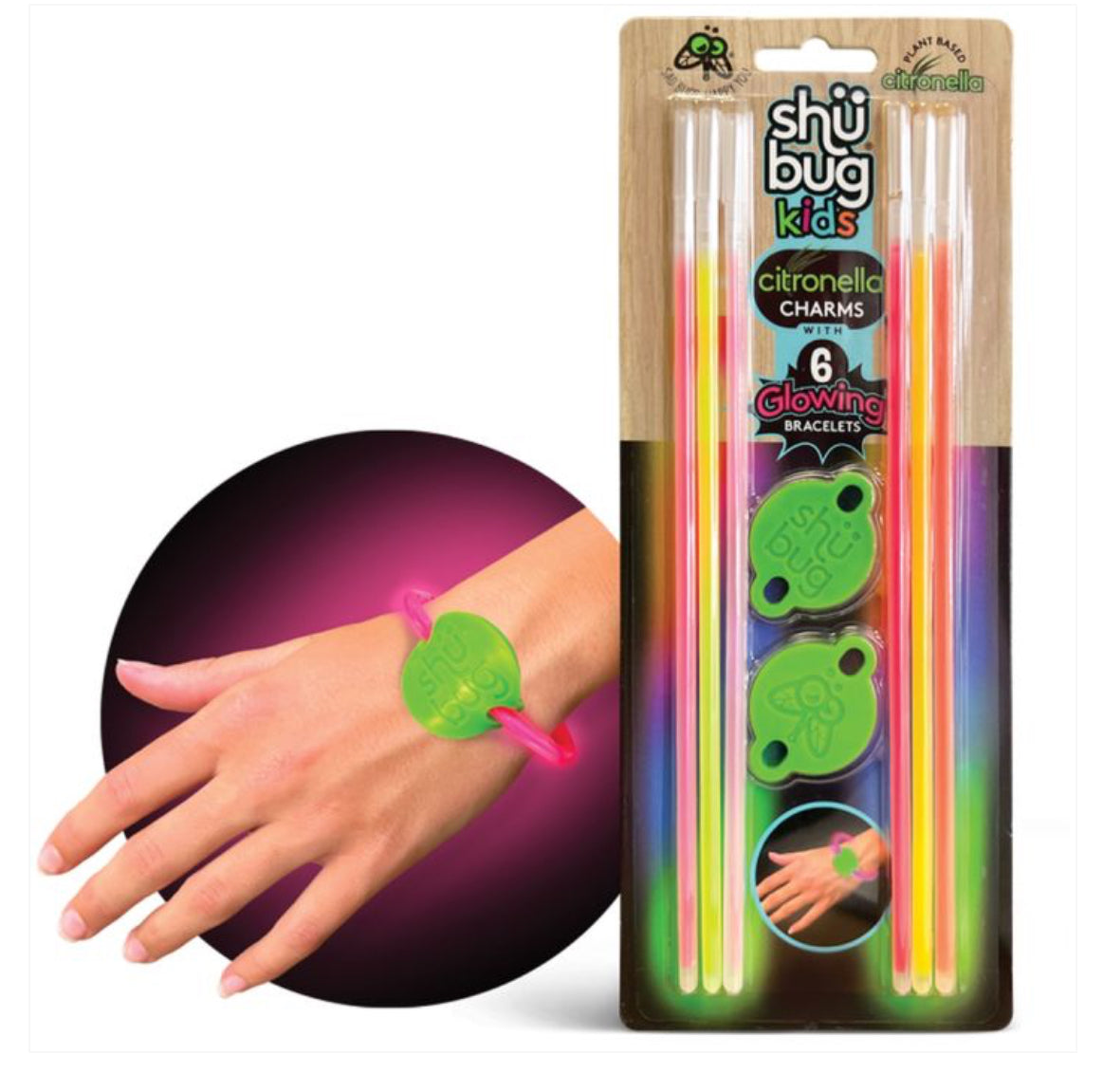 Shübug Kids Insect Repellent Glow Bracelets w/Charm