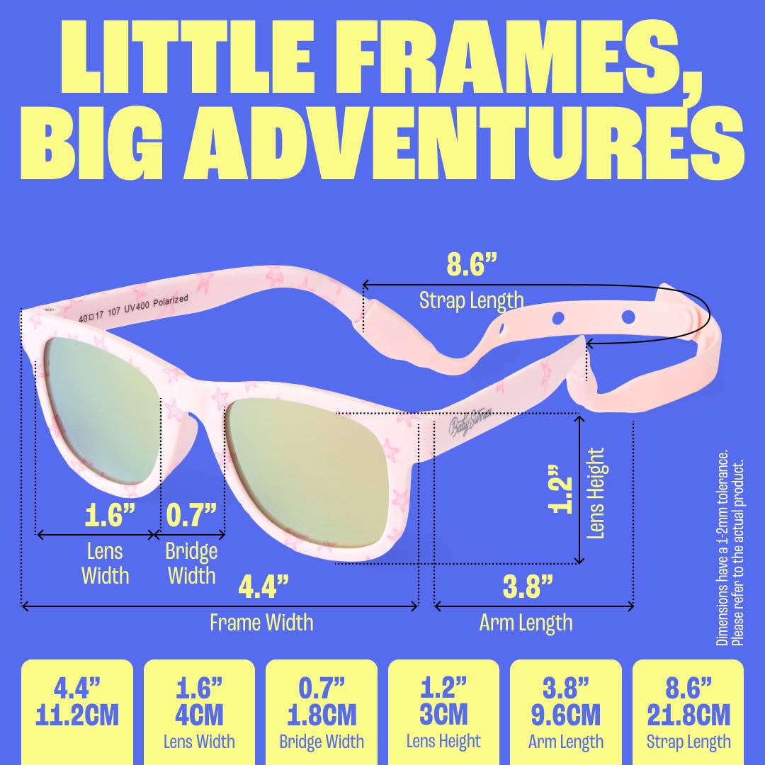 Baby Sunnies - Pink Starfish Baby Polarized Sunglasses Strap UV Protection