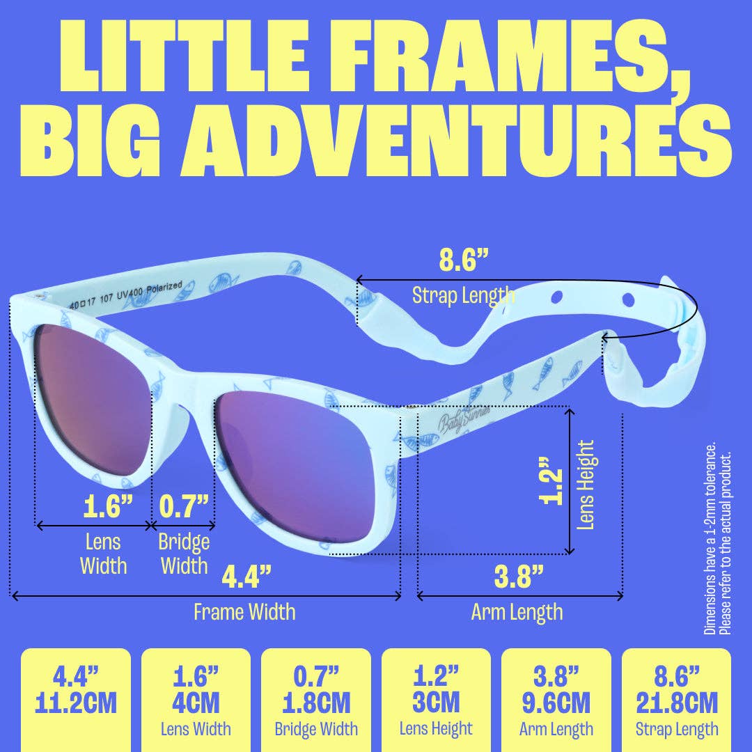 Baby Sunnies - Blue Fish Baby Polarized Sunglasses Strap UV Protection 0-24