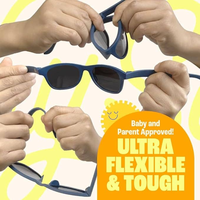 Baby Sunnies - Navy Blue Baby Polarized Sunglasses Strap UV Protection