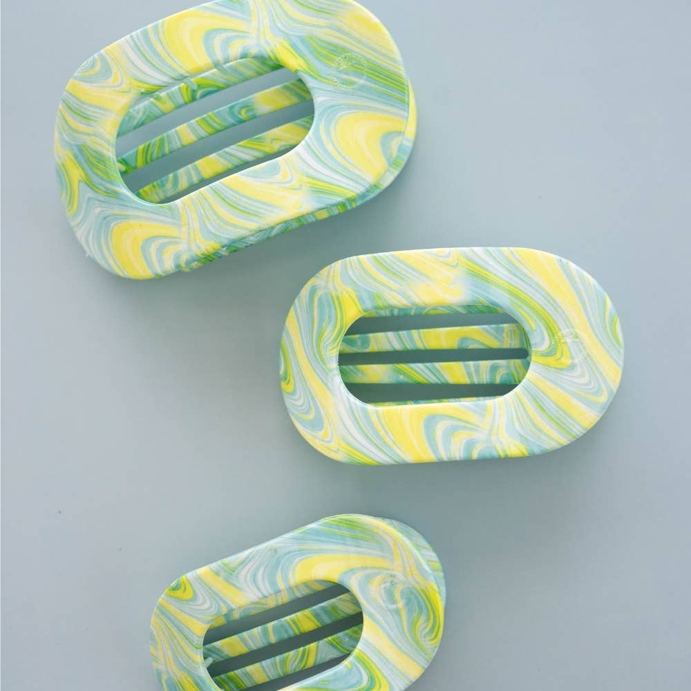 TELETIES - By the Sea Shore | Small | Flat Round Hair Clip