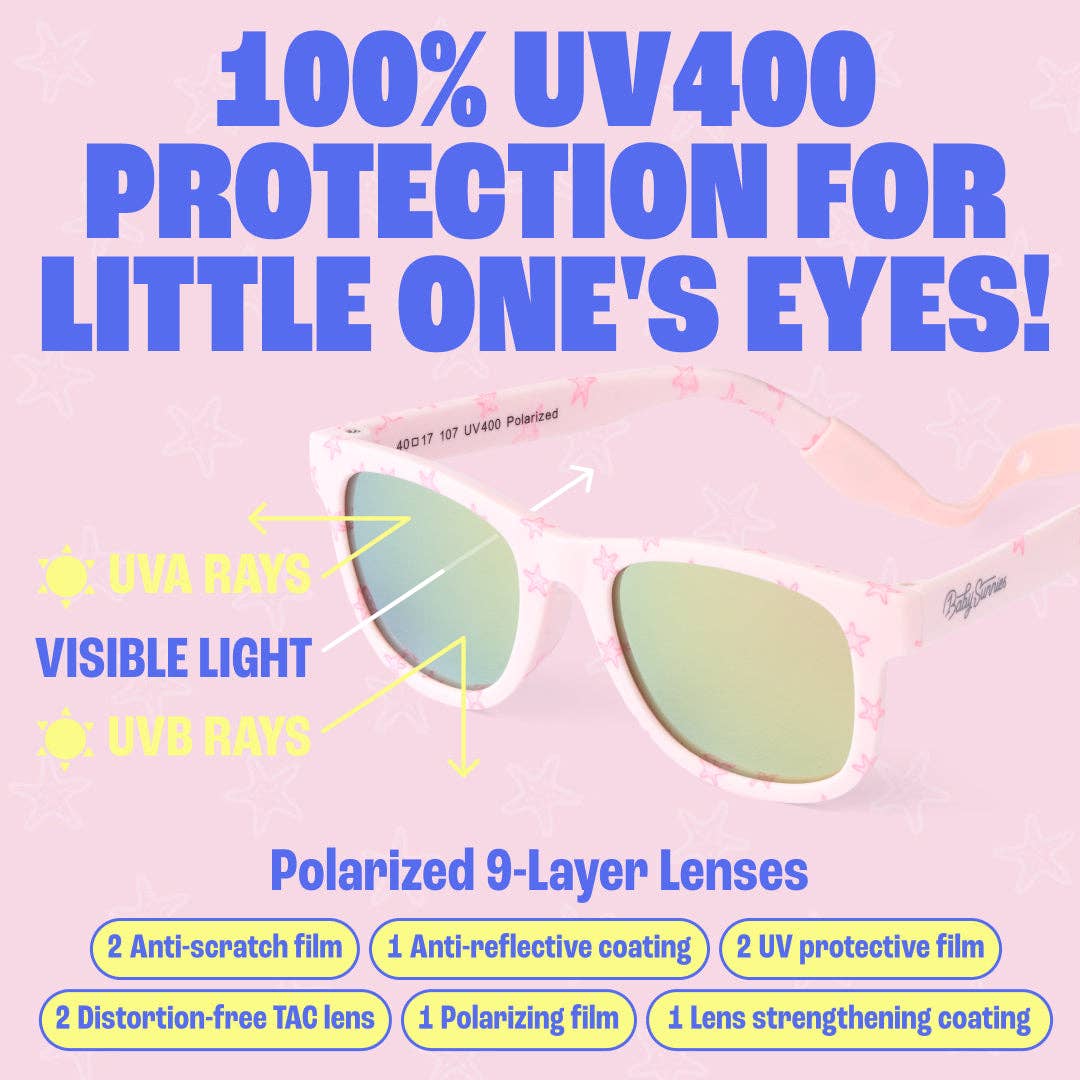 Baby Sunnies - Pink Starfish Baby Polarized Sunglasses Strap UV Protection