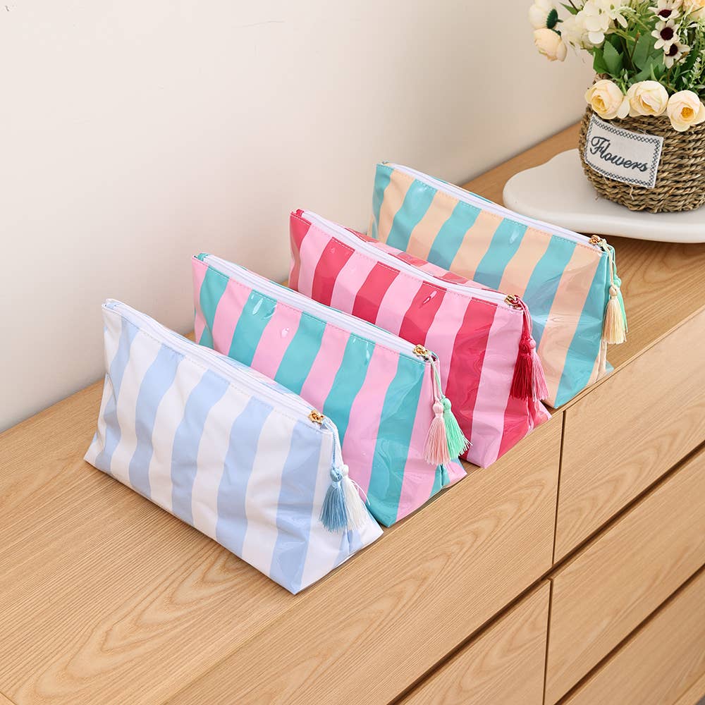 Southern My Sass - Waterproof Cosmetic Case PVC Make up Bag Fun Stripes