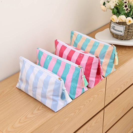 Southern My Sass - Waterproof Cosmetic Case PVC Make up Bag Fun Stripes