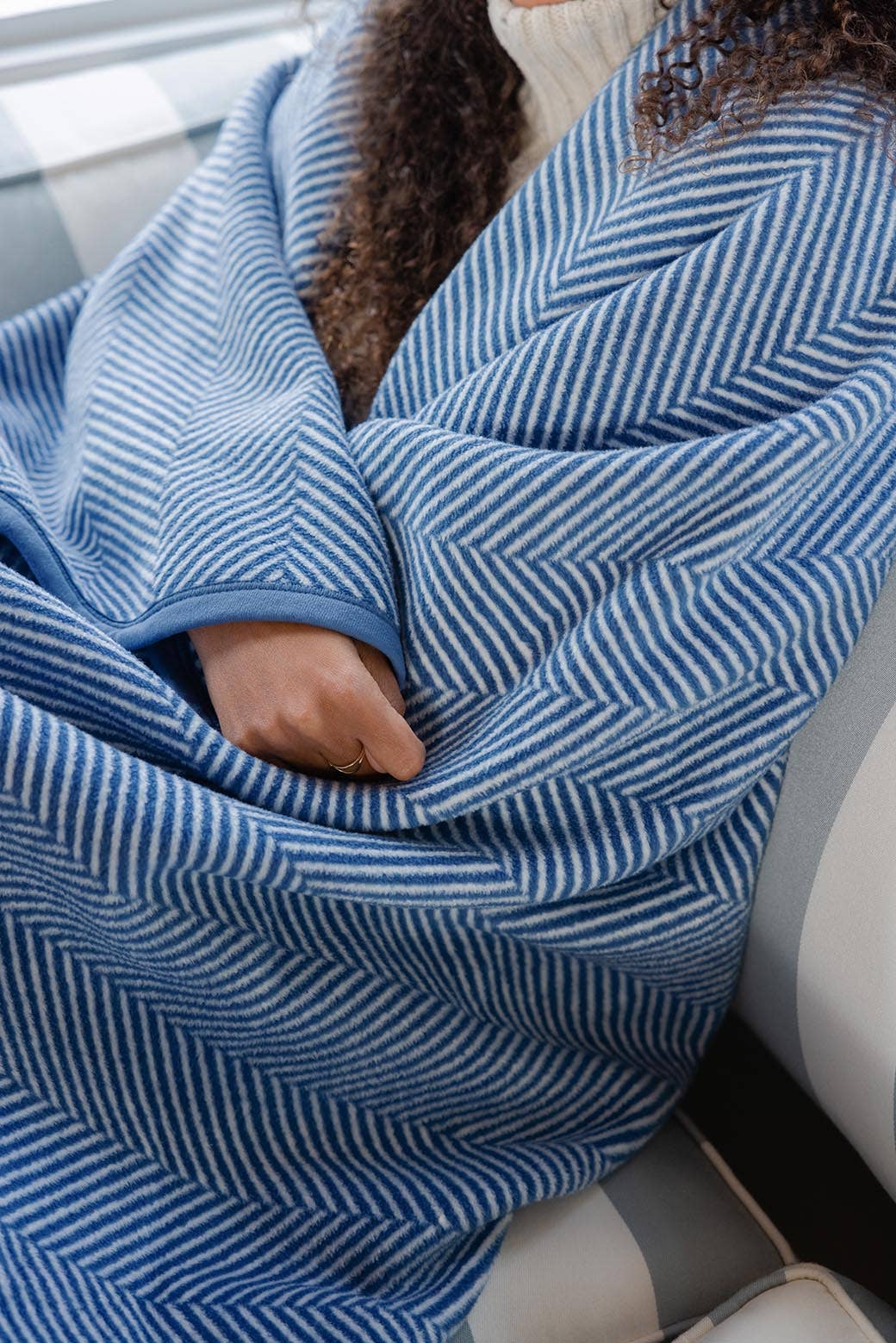ChappyWrap - Harborview Herringbone Cornflower Blanket
