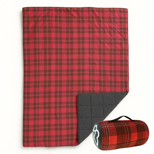 ROAM - Blanket - Wearable, Weatherproof Sherpa Blanket Throw (Campfire Plaid)