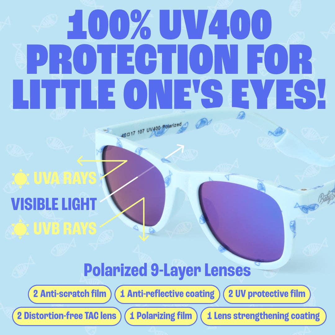 Baby Sunnies - Blue Fish Baby Polarized Sunglasses Strap UV Protection 0-24