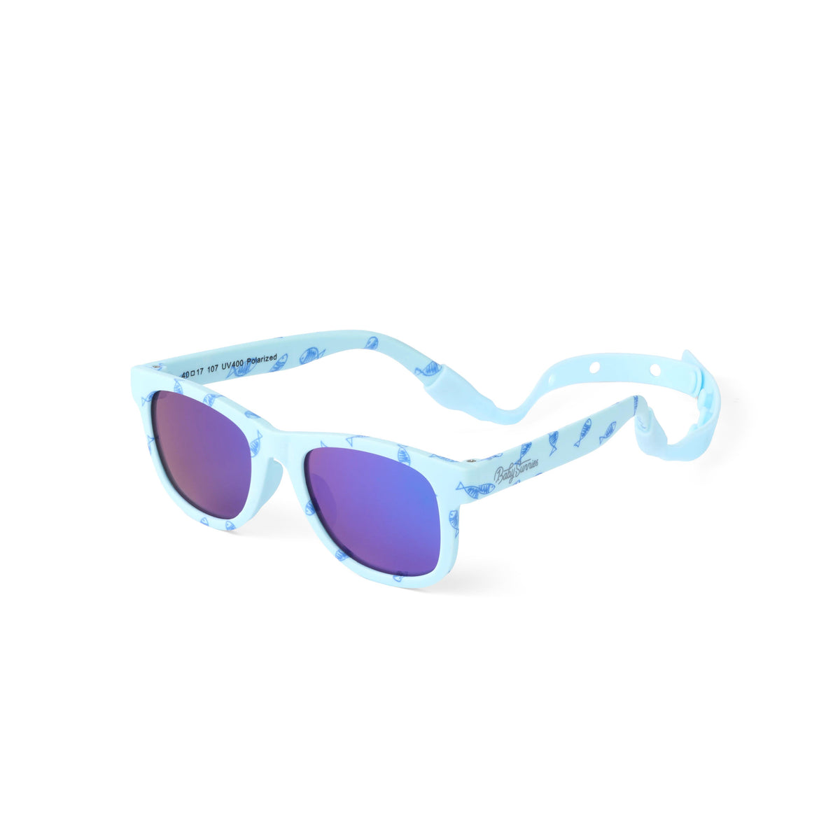 Baby Sunnies - Blue Fish Baby Polarized Sunglasses Strap UV Protection 0-24