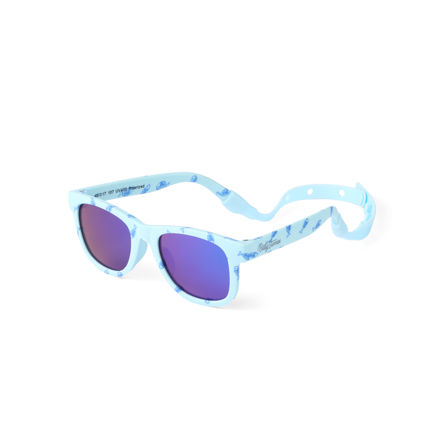 Baby Sunnies - Blue Fish Baby Polarized Sunglasses Strap UV Protection 0-24