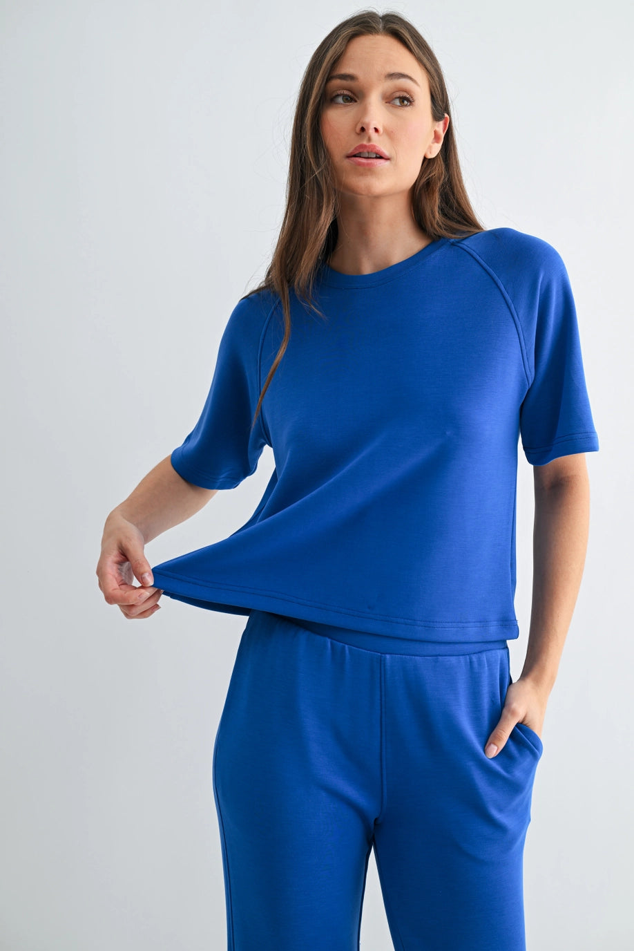 Mono B Comfy Drape Raglan Tee
