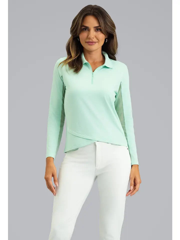 IBKUL Long Sleeve Zip Polo