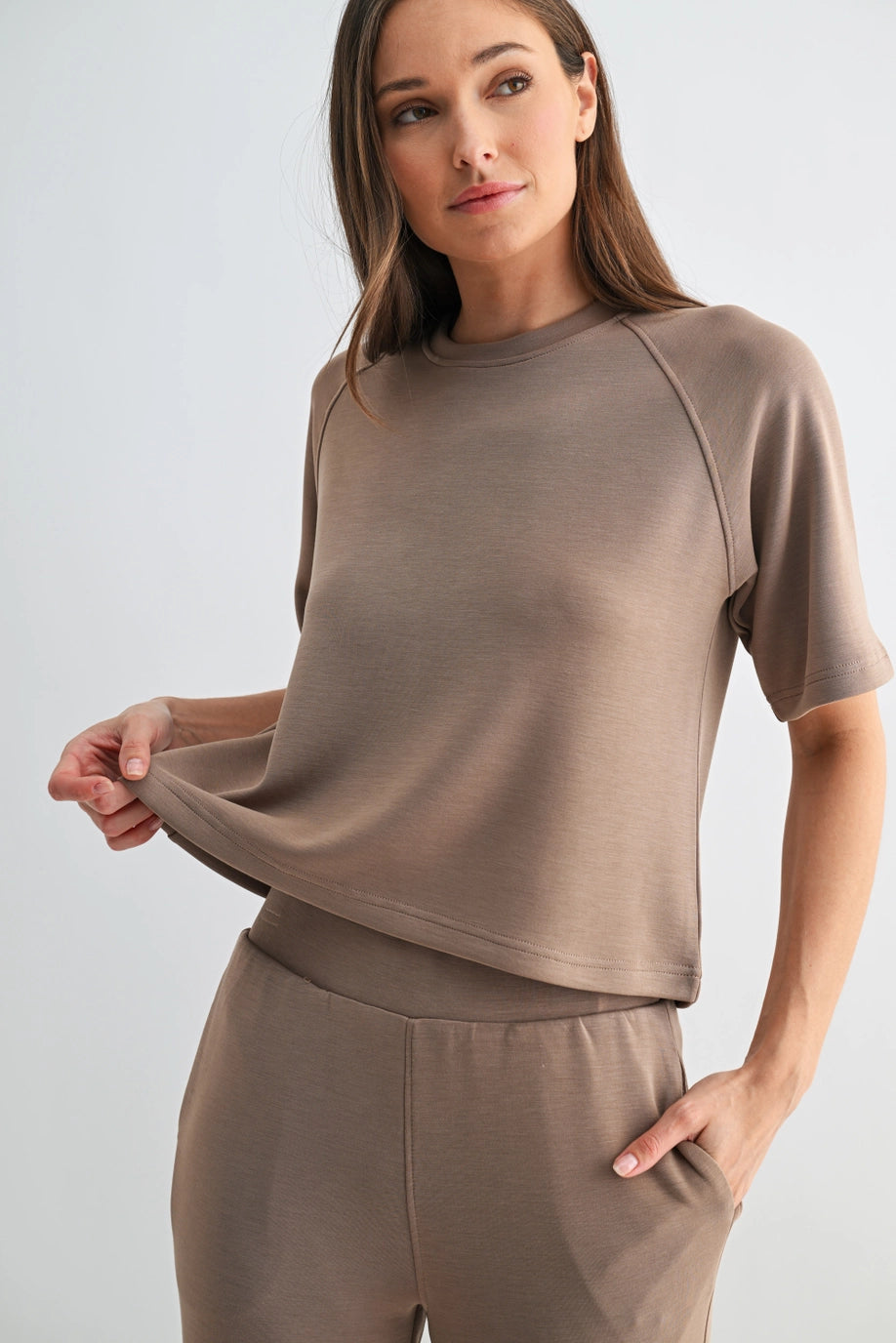 Mono B Comfy Drape Raglan Tee