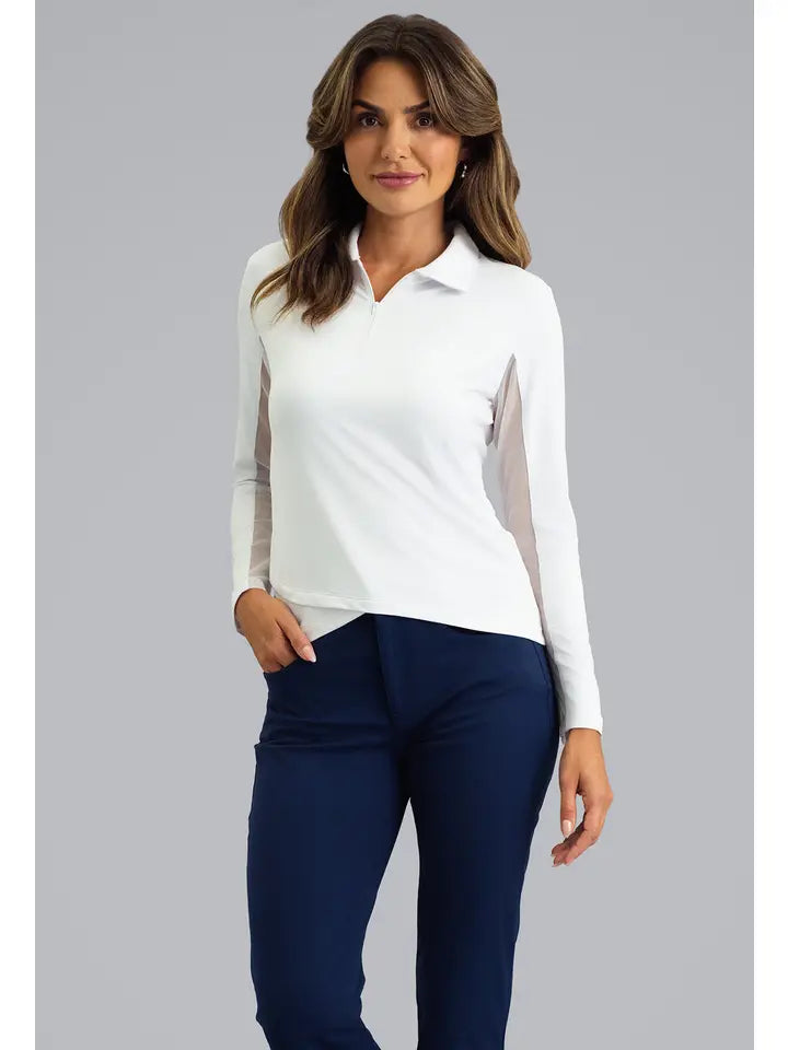 IBKUL Long Sleeve Zip Polo