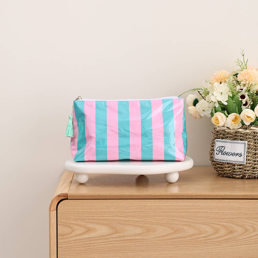 Southern My Sass - Waterproof Cosmetic Case PVC Make up Bag Fun Stripes