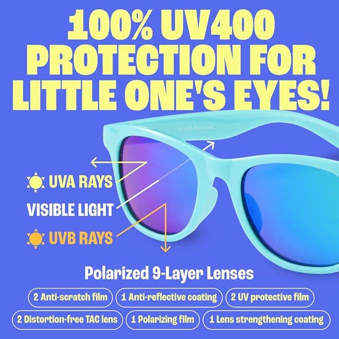 Baby Sunnies - Sky Blue Kids Polarized Sunglasses UV400 Protection 3-8 Age