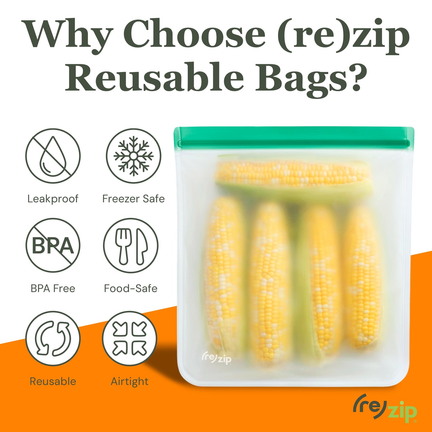 Rezip Co. - Reusable Gallon Storage Bags - Colored - 4 Piece Set