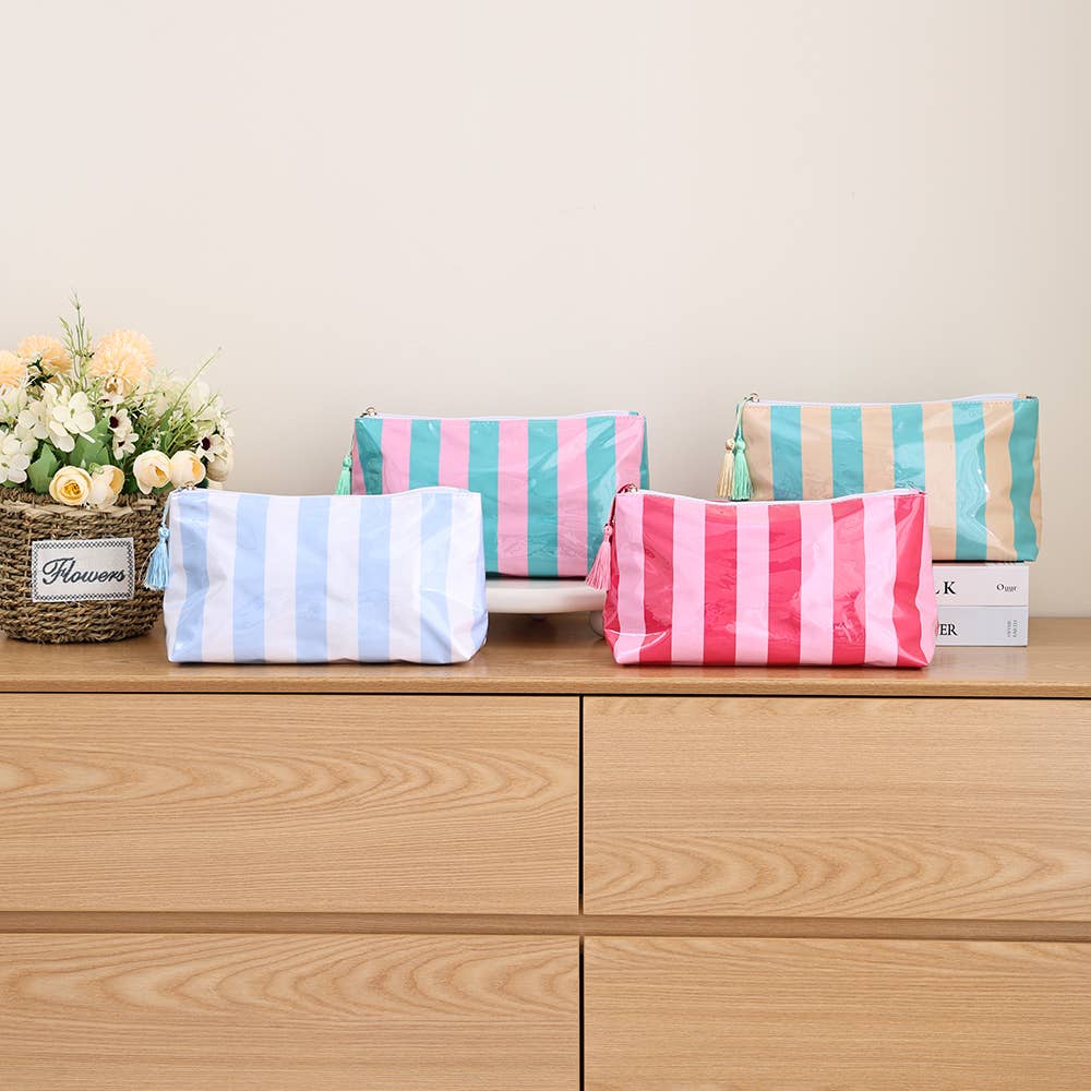 Southern My Sass - Waterproof Cosmetic Case PVC Make up Bag Fun Stripes