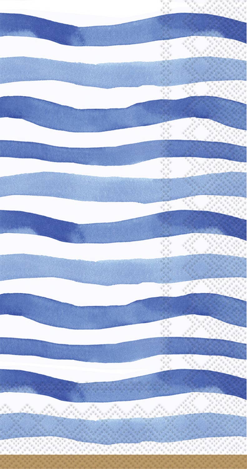 Boston International Napkins Rosanne Beck Wavy Stripe Paper Guest Towel Napkins Blue