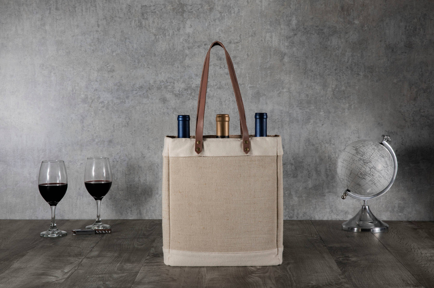 Picnic Time Family of Brands - Pinot Jute 3 Bottle Insulated Wine Bag
