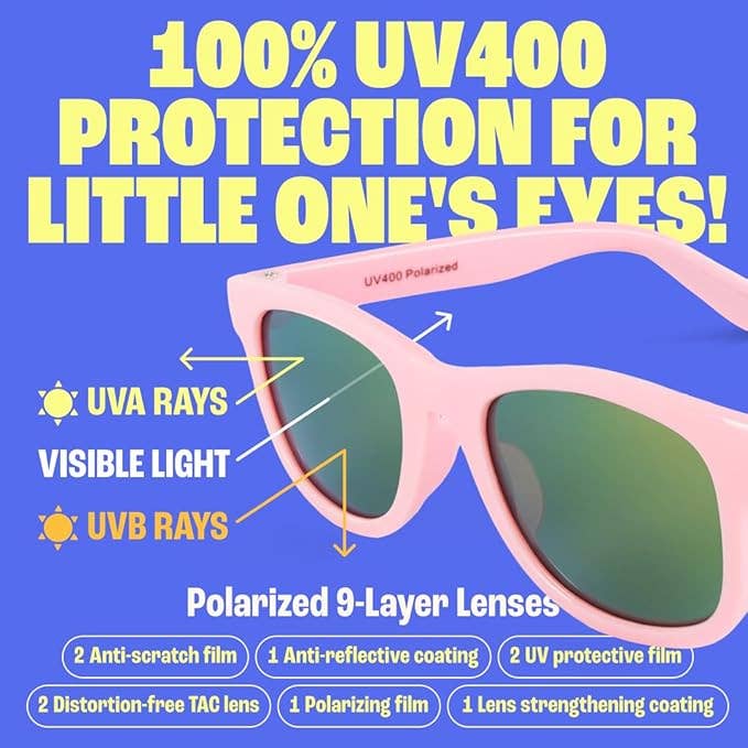 Baby Sunnies - Barbie Pink Kids Polarized Sunglasses UV Protection 3-8