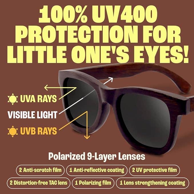 Baby Sunnies - Bamboo Polarized Kids Sunglasses UV Protection Ages 3-8