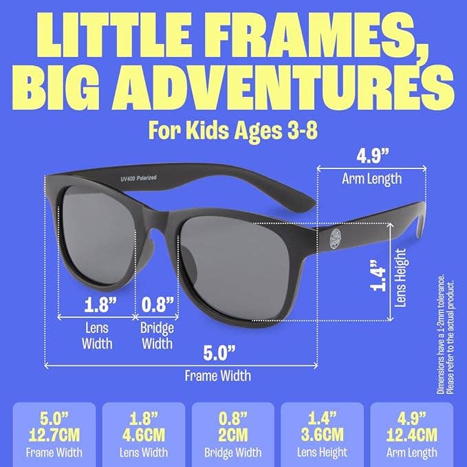 Baby Sunnies - Black Kids Polarized Sunglasses UV Protection 3-8 Years