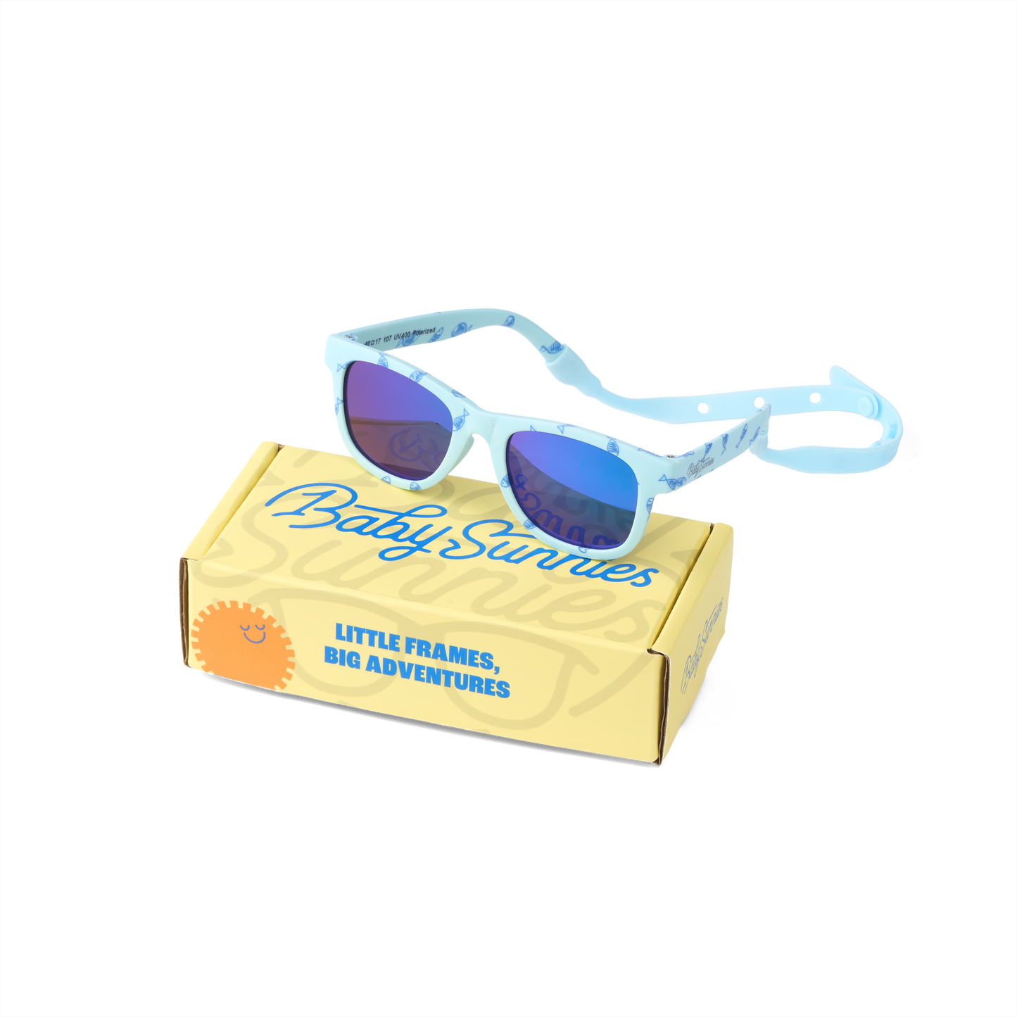Baby Sunnies - Blue Fish Baby Polarized Sunglasses Strap UV Protection 0-24