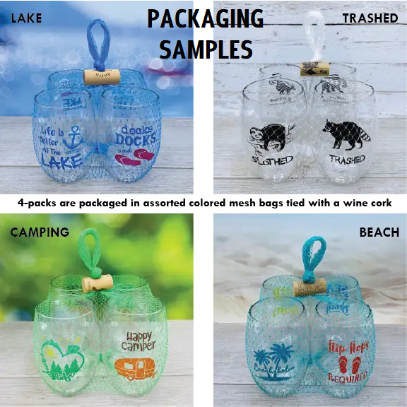 GAMECOCKS Unbreakable Stemless TRITAN Plastic Wine Glasses