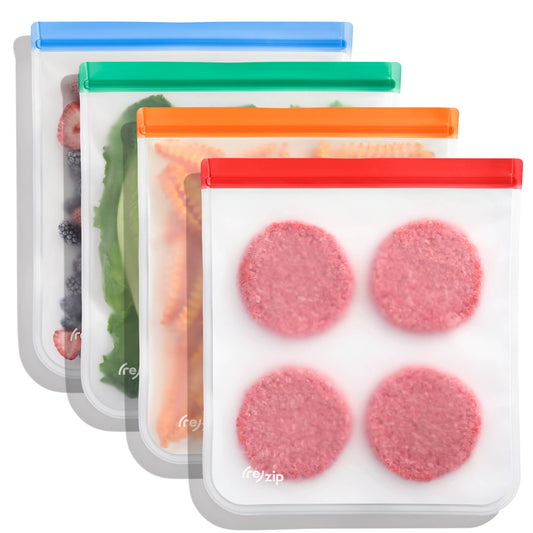Rezip Co. - Reusable Gallon Storage Bags - Colored - 4 Piece Set