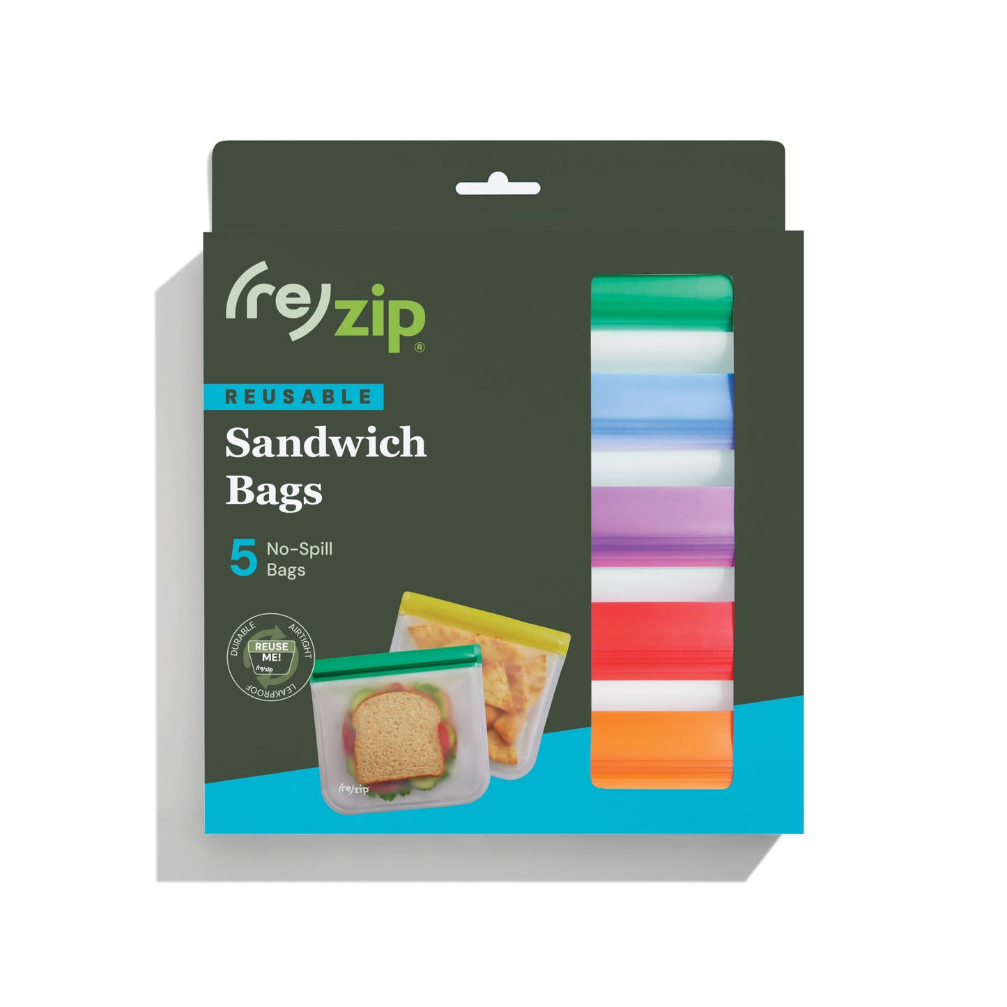 Rezip Co. - Reusable Flat Sandwich Bags - 5 Pack