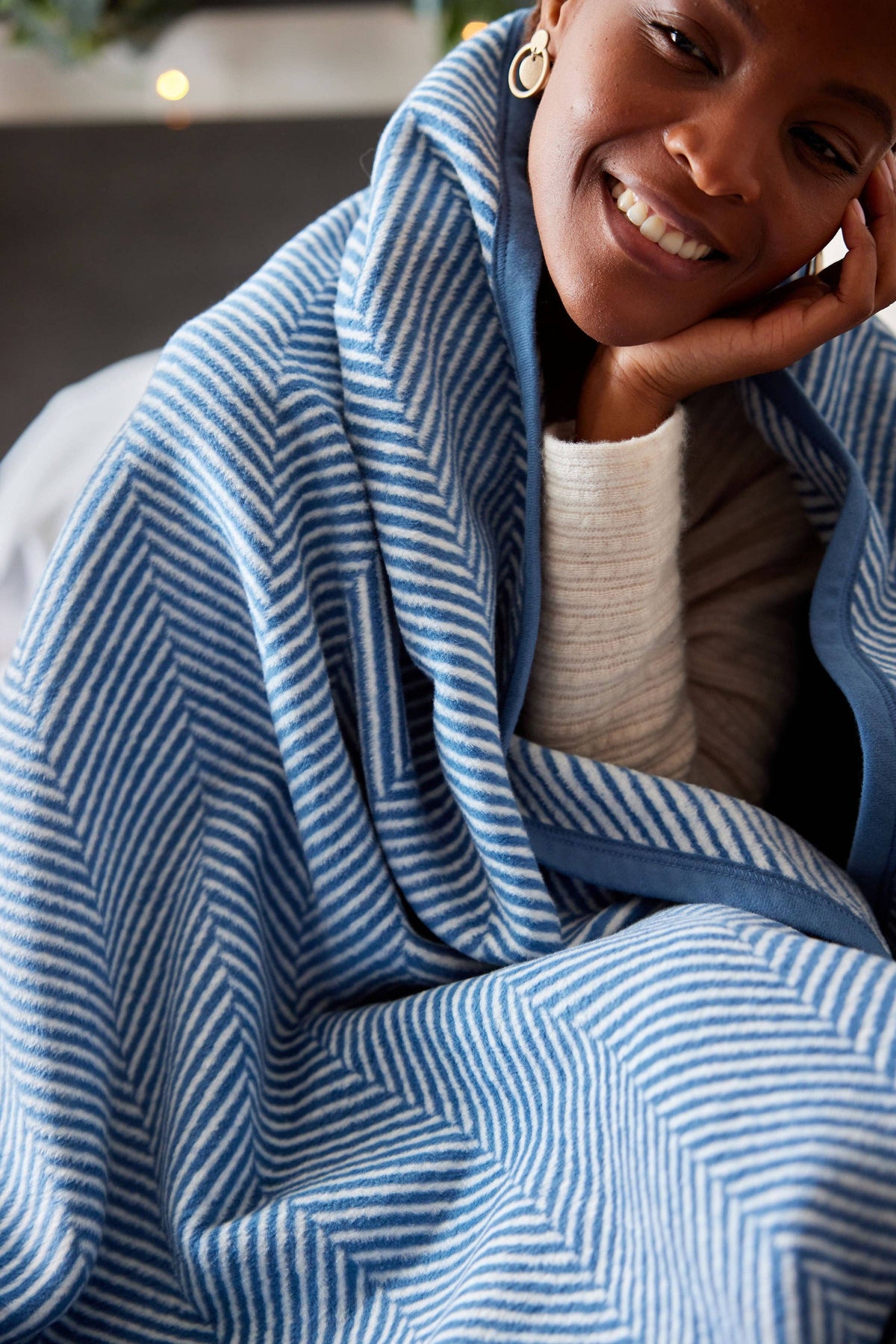 Chappy Wrap - Harborview Herringbone Cornflower Blanket